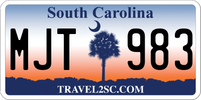 SC license plate MJT983
