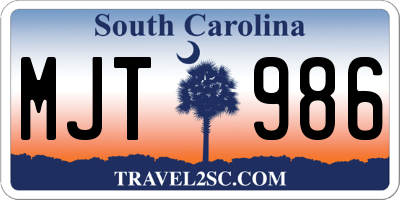 SC license plate MJT986