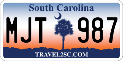 SC license plate MJT987
