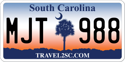 SC license plate MJT988