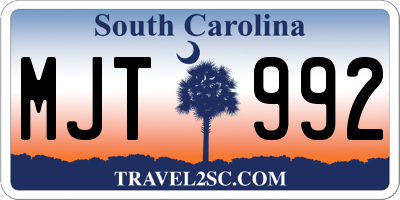 SC license plate MJT992