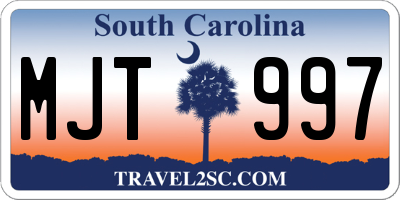 SC license plate MJT997