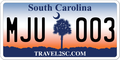 SC license plate MJU003