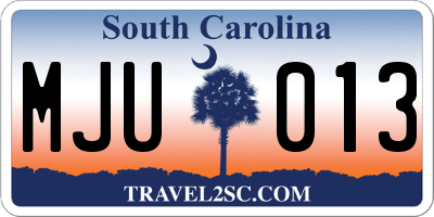 SC license plate MJU013