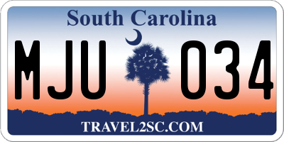SC license plate MJU034