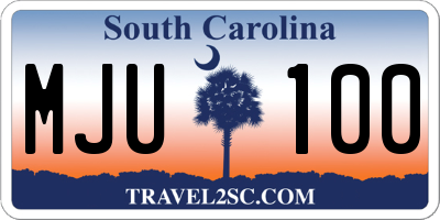 SC license plate MJU100