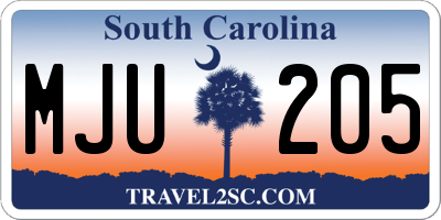 SC license plate MJU205