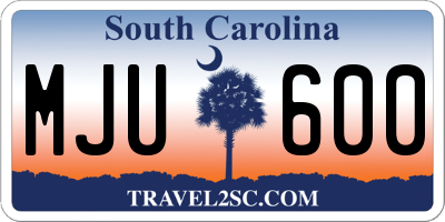 SC license plate MJU600