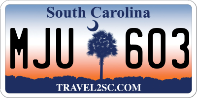 SC license plate MJU603