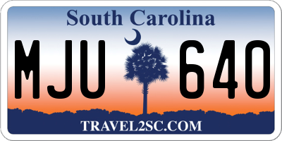 SC license plate MJU640