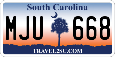SC license plate MJU668