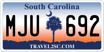 SC license plate MJU692