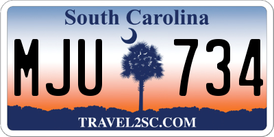 SC license plate MJU734