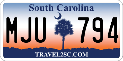 SC license plate MJU794