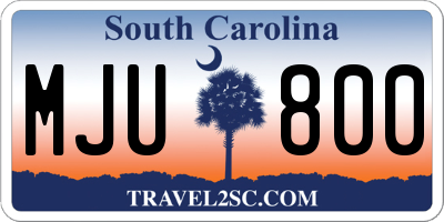 SC license plate MJU800