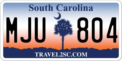SC license plate MJU804