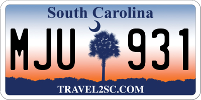 SC license plate MJU931