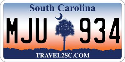 SC license plate MJU934