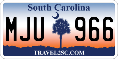 SC license plate MJU966