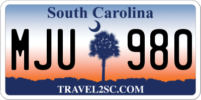 SC license plate MJU980
