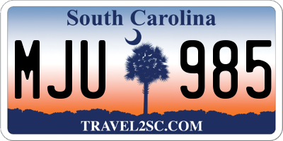 SC license plate MJU985