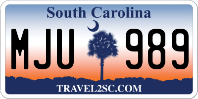 SC license plate MJU989