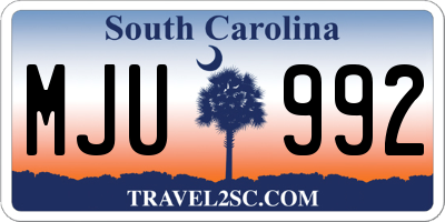 SC license plate MJU992