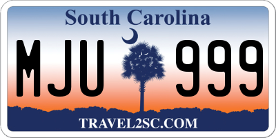 SC license plate MJU999