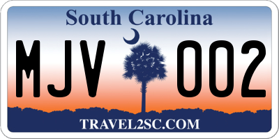 SC license plate MJV002