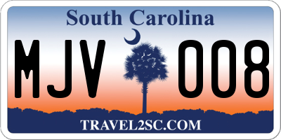 SC license plate MJV008