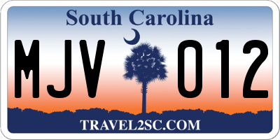 SC license plate MJV012