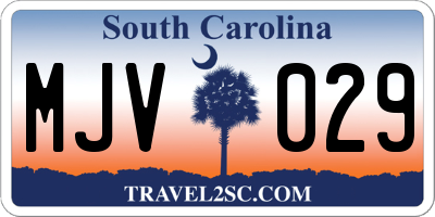 SC license plate MJV029