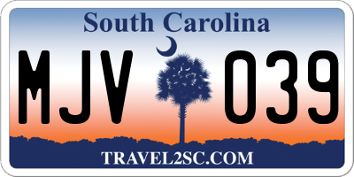 SC license plate MJV039