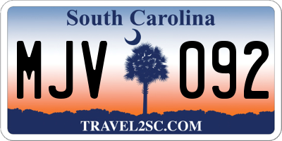 SC license plate MJV092