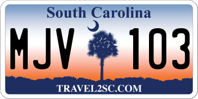 SC license plate MJV103
