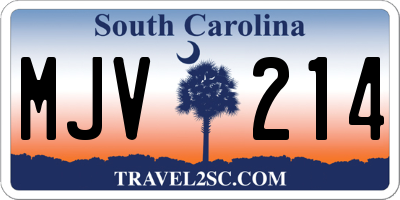 SC license plate MJV214