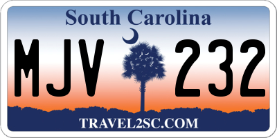 SC license plate MJV232
