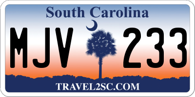 SC license plate MJV233