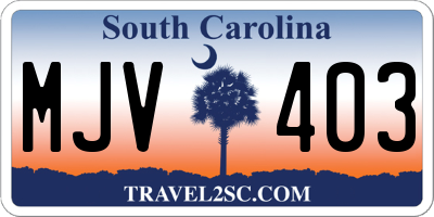SC license plate MJV403