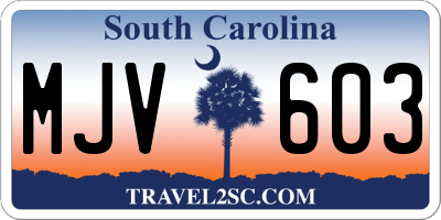 SC license plate MJV603