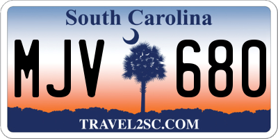 SC license plate MJV680