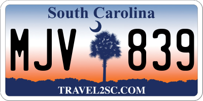SC license plate MJV839