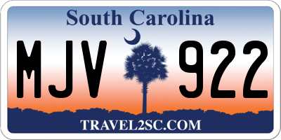 SC license plate MJV922