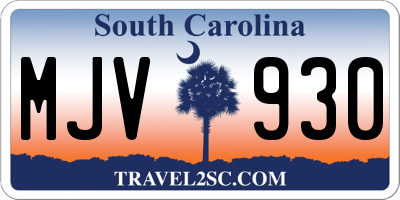 SC license plate MJV930