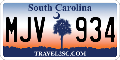 SC license plate MJV934
