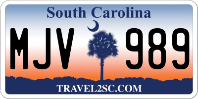 SC license plate MJV989