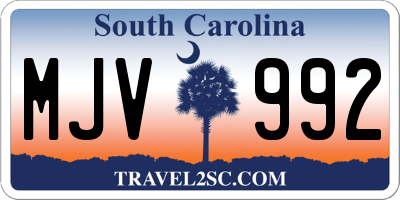 SC license plate MJV992