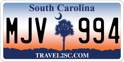 SC license plate MJV994