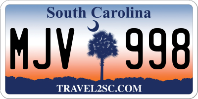 SC license plate MJV998
