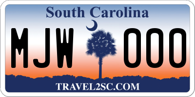SC license plate MJW000